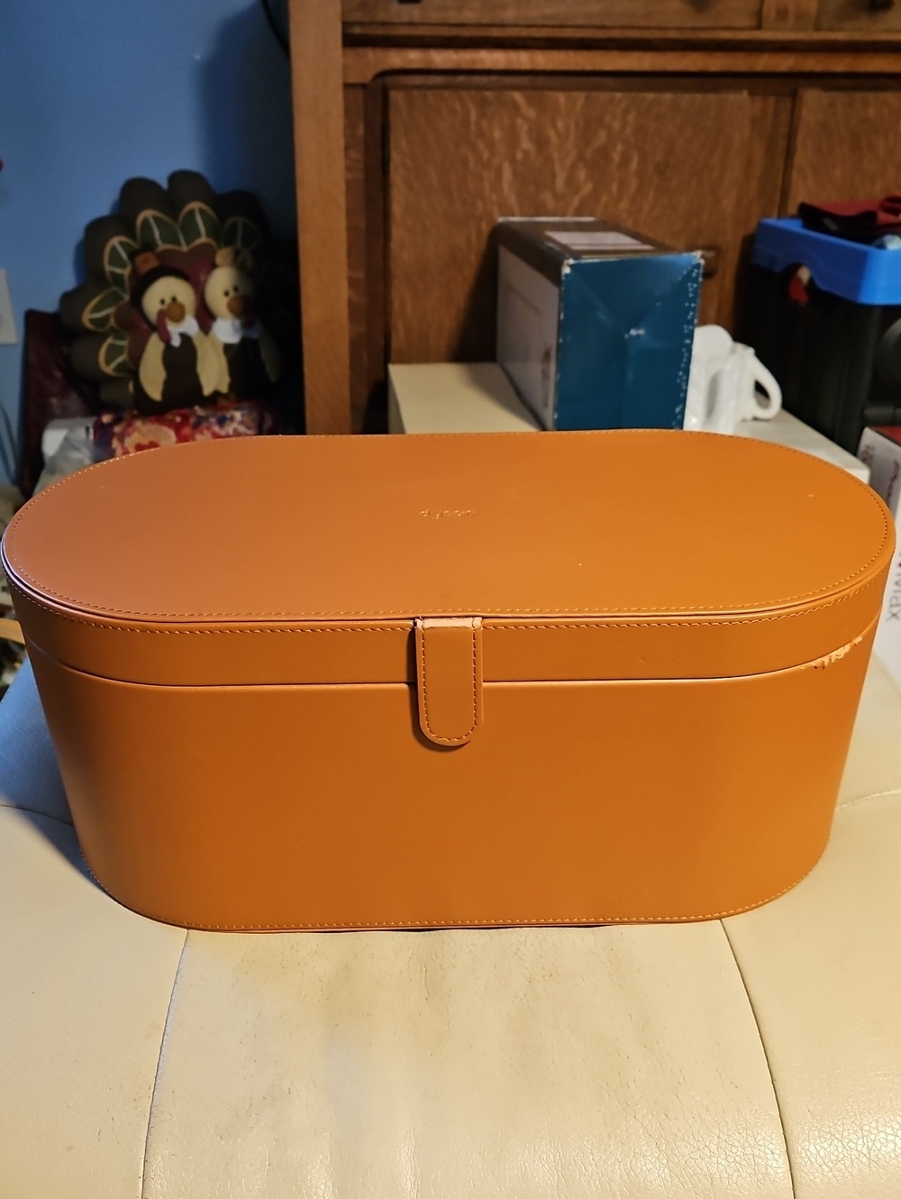 DYSON Airwrap Styler Leather Large Storage Box Tan Brown - CASE And Inserts OEM